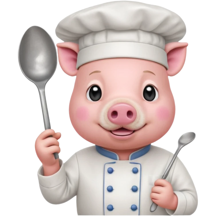 Chef Pig – pig wearing white chef hat holding spoon emoji