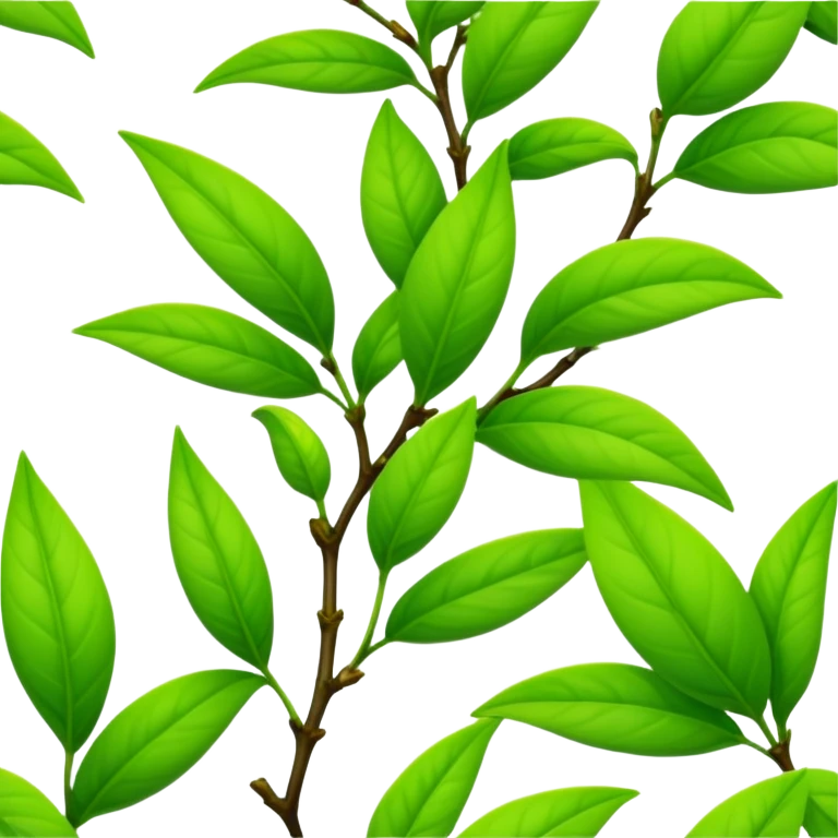Fresh green tea buds with young tender leaves emoji