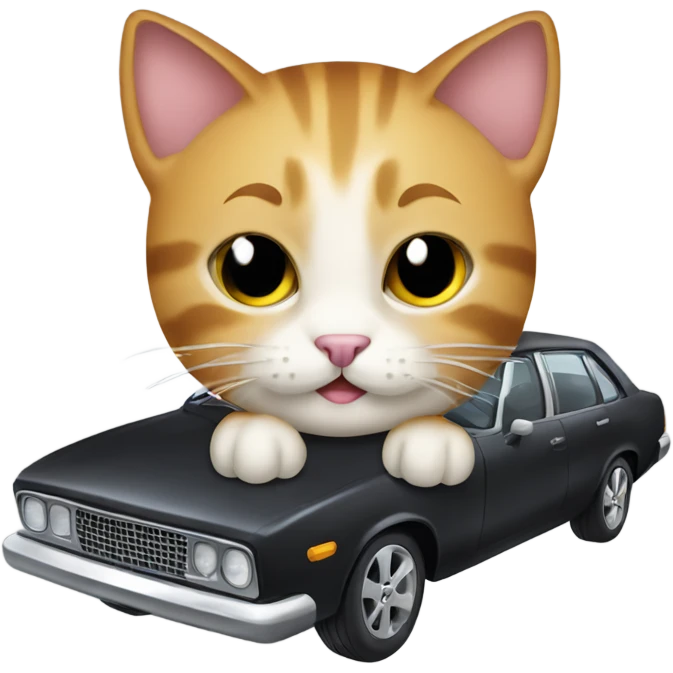 Cat with a wrench on a car hood emoji