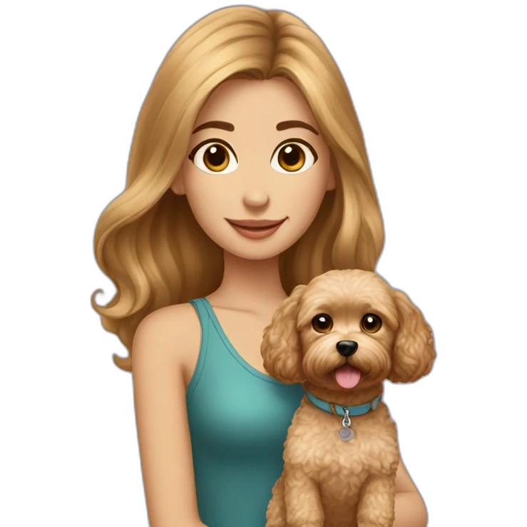 girl brunette with golden maltipoo emoji