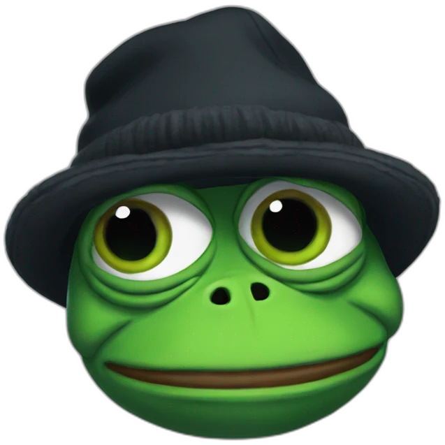 sad pepe the frog in black winter hat emoji