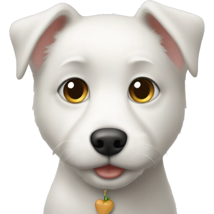 Cute white dog and with cat facing the screen emoji