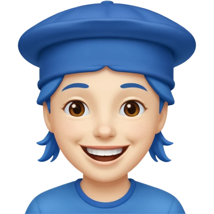 A laughing person wearing a blue hat emoji