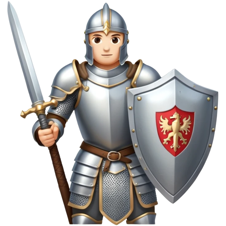 medieval knight warrior with sword and shield, heroic pose emoji