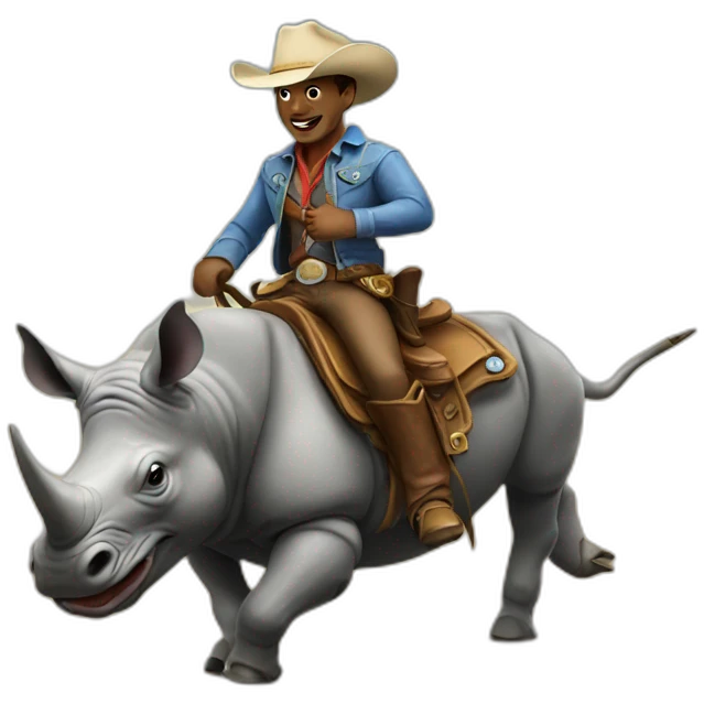 Cowboy riding a rhino emoji