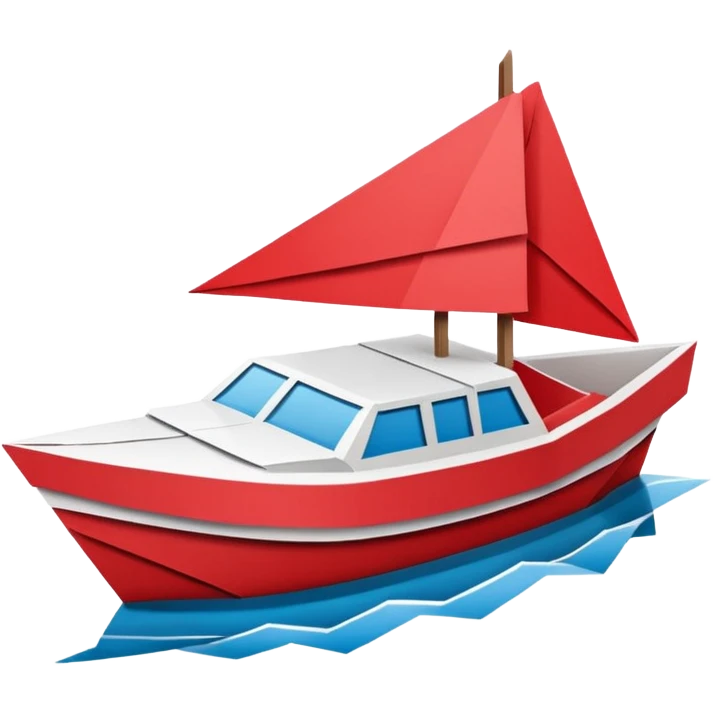 un bateau rouge et blanc en origami emoji