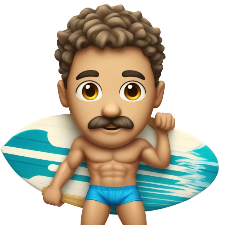 Cute surfer dude with big nose and mustache emoji