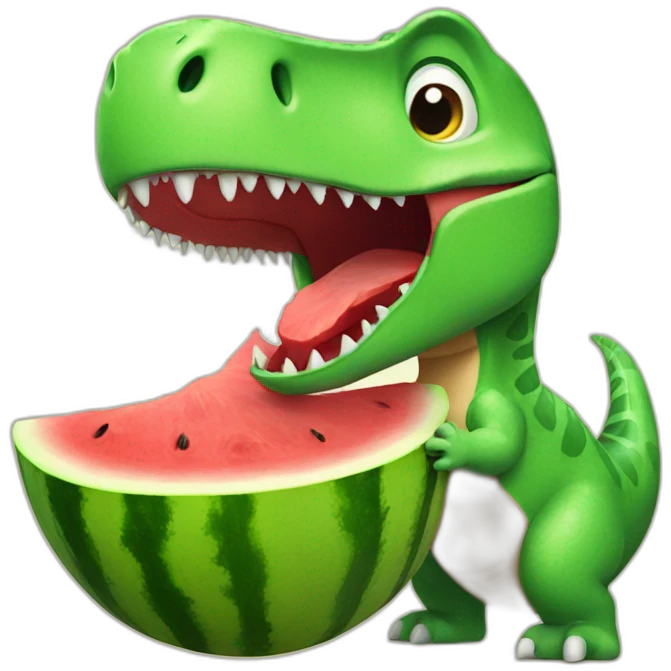 dinosaur eating watermelon emoji