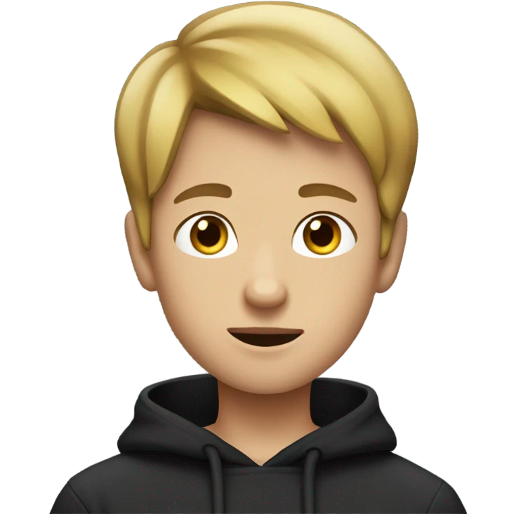 boy with short hair smokes wearing a black hoodie emoji