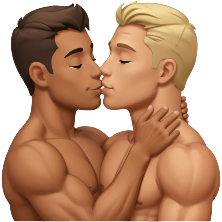 make 2 seductive men kissing emoji