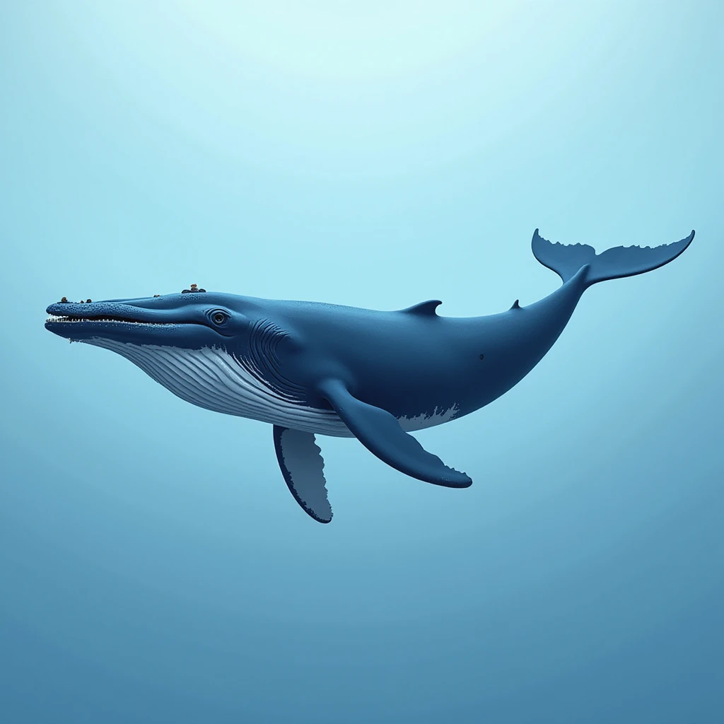 blue whale, realistic illustration, ocean background emoji