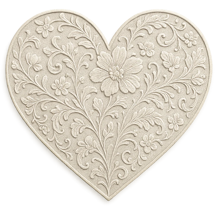 heart with embossed floral patterns emoji