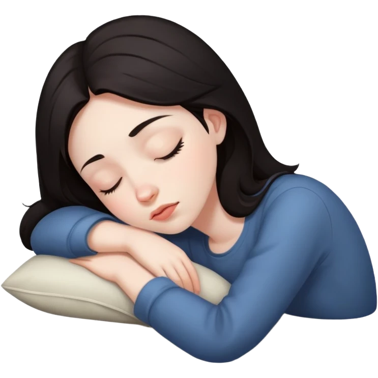 Dark hair girl sleepy emoji
