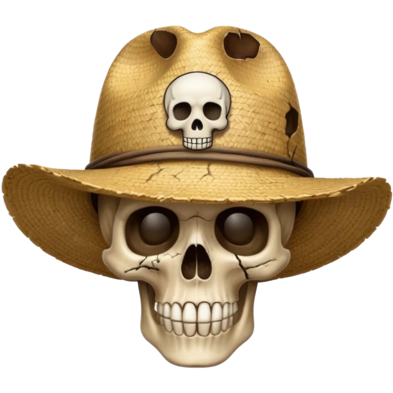 Straw hat with skull  emoji