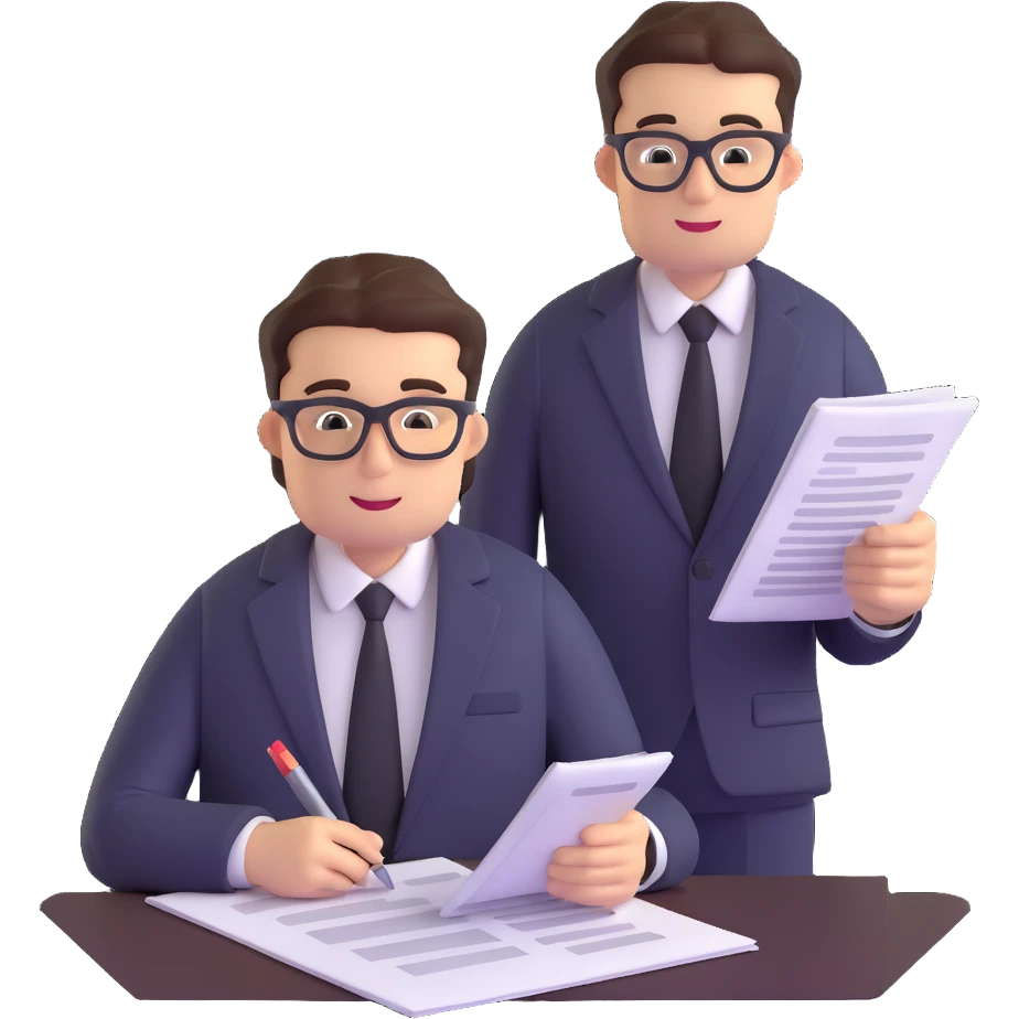 professional male accountant in suit reviewing documents emoji
