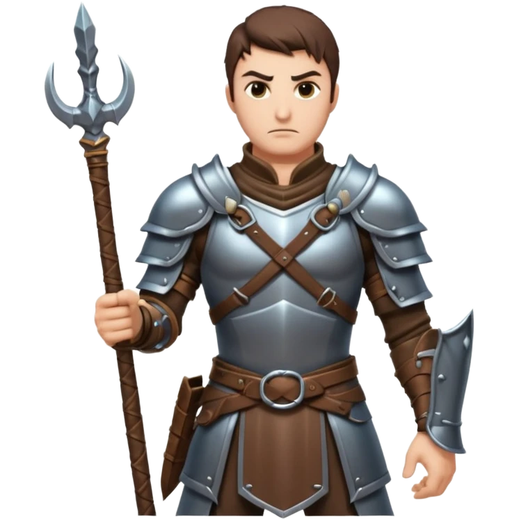 fantasy warrior man wielding a whip weapon, leather armor collar, intense eyes, heroic pose, 3D cartoon, mobile game icon style, clean background, no text, no watermark
 emoji