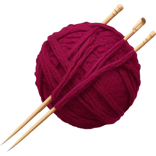 burgundy ball of thread with knitting needles emoji