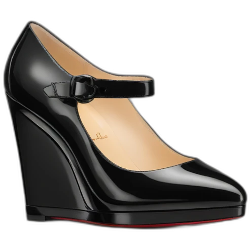 WEDGE heel LOUBOUTIN black leather PATENT emoji