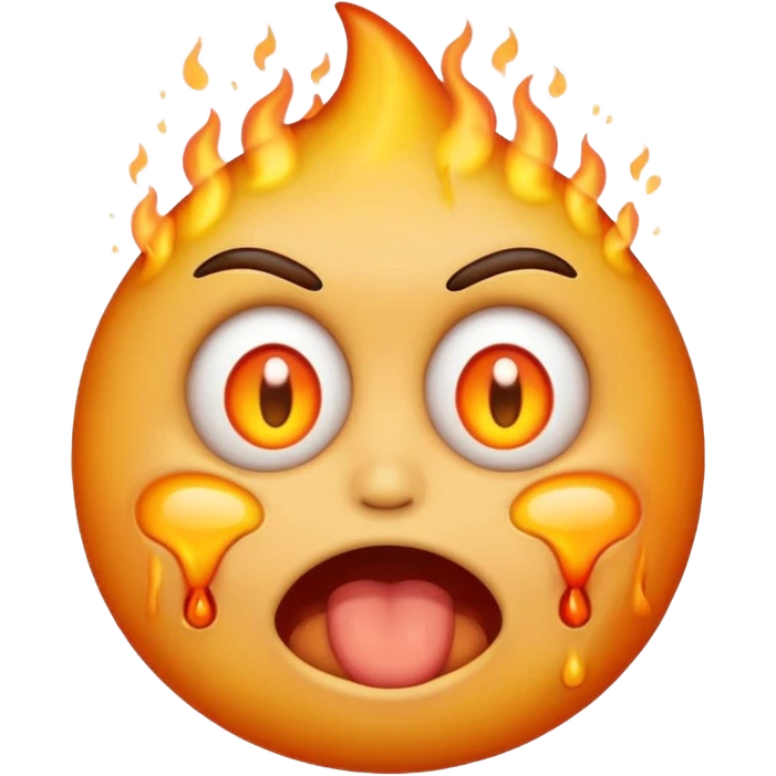 i want emoji face not with burning hair but with burning eyes and also the emoji should look like it is vomiting emoji