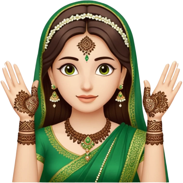 bride in mehendi Ceremony in green saree emoji