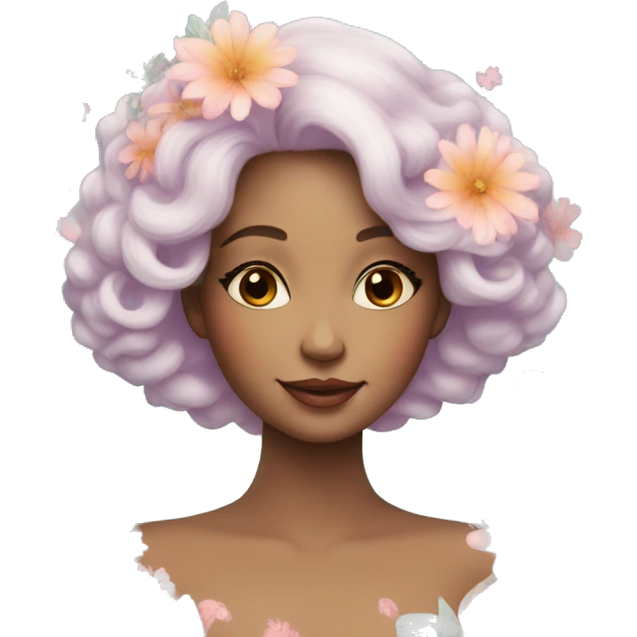 Gorgeous pastel lady with flowers and butterflies emoji