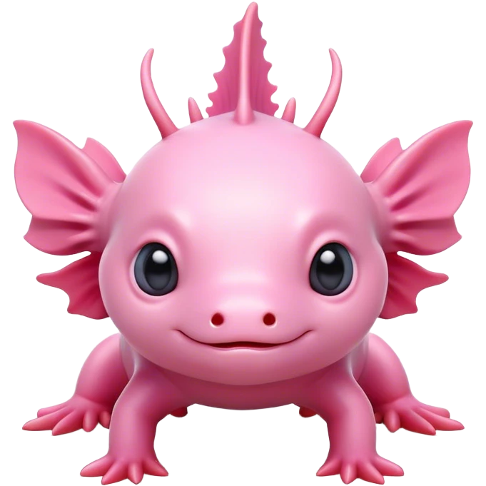 Pink axolotl, 3d, cute eyes emoji