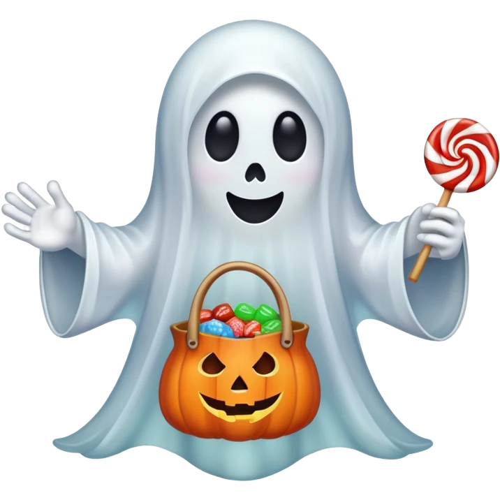 ghost giving out candy for Halloween emoji