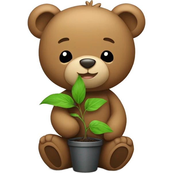 teddy bear holding a sapling emoji