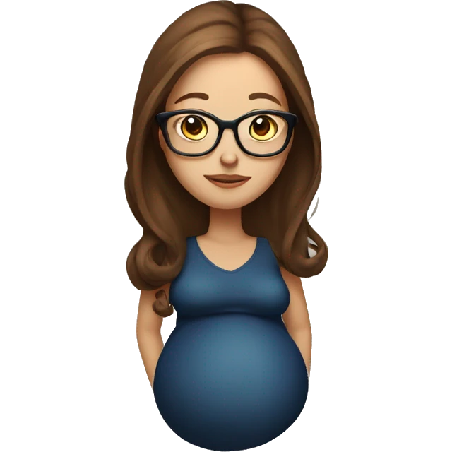 Pregnant White woman with long brown hair and glasses emoji