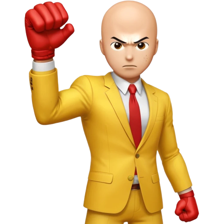 Angry Saitama with his red giant hand punching emoji