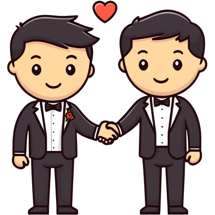 two men getting married, cartoonish sticker style emoji