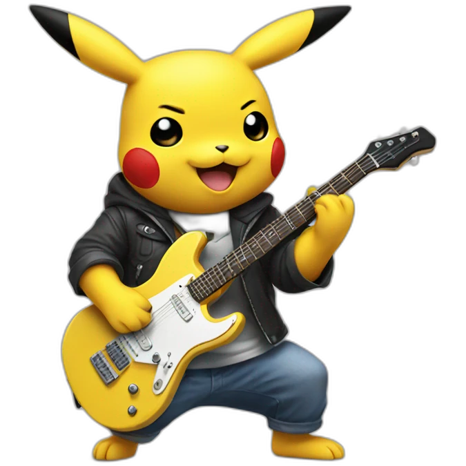 Pikachu playing electric guitar emoji