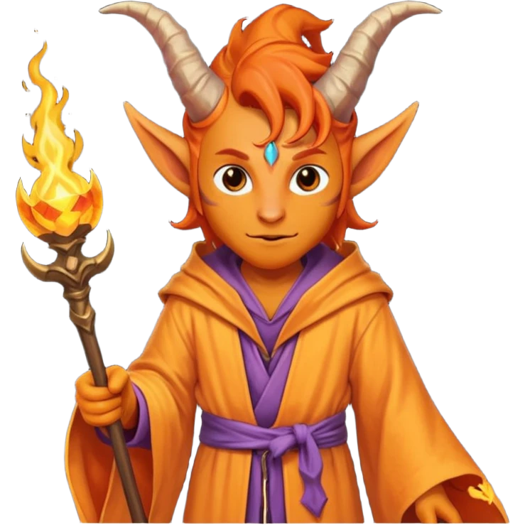 wizard thiefling with orange skin emoji