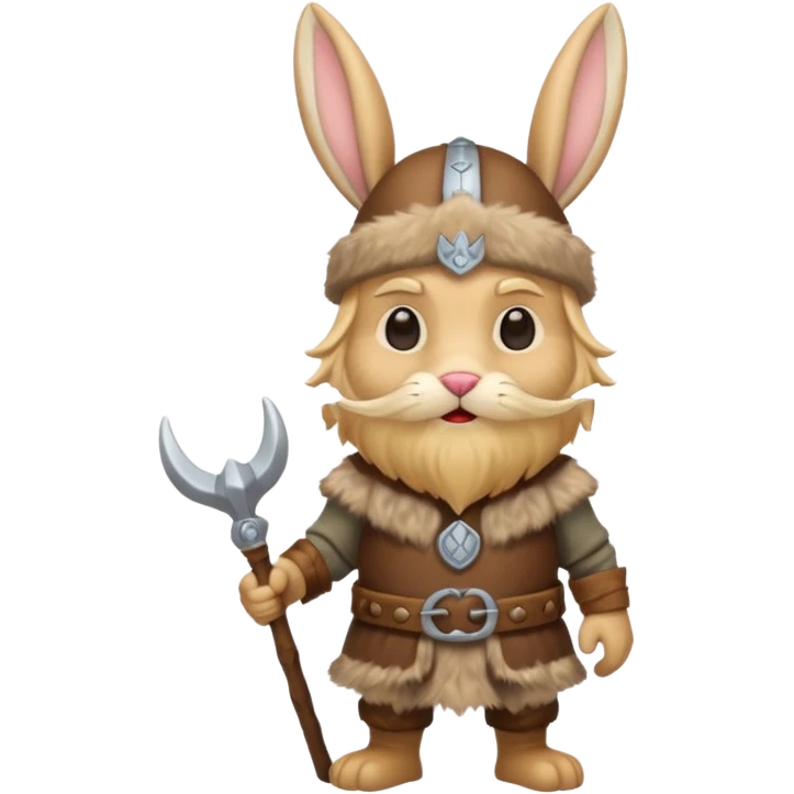 a cartoon Viking fully body rabbit with horned cap emoji