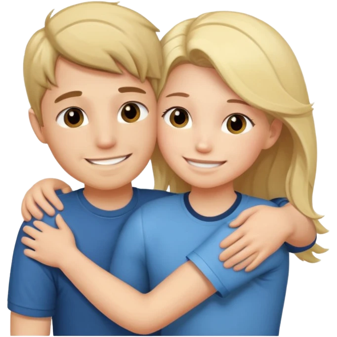 Couple hugging each other but the boy has mustang emoji