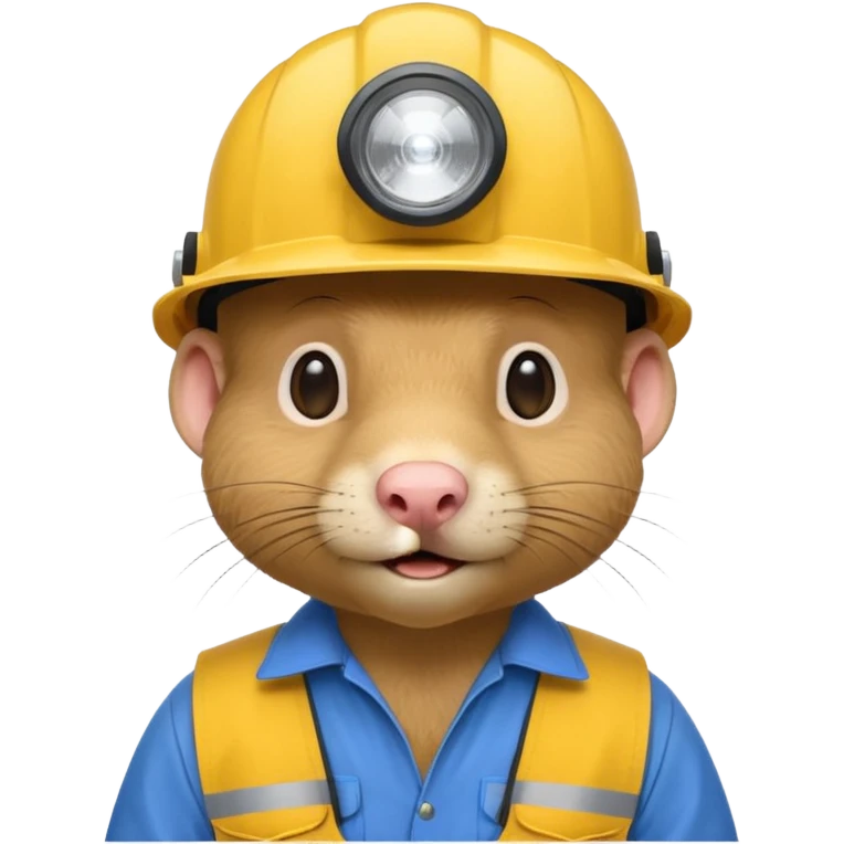 a mole rat, blue helmet, headlamp, yellow worker cloth emoji