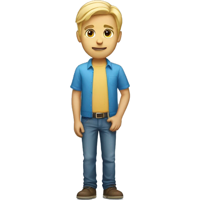 blond tall guy with blue shirt emoji