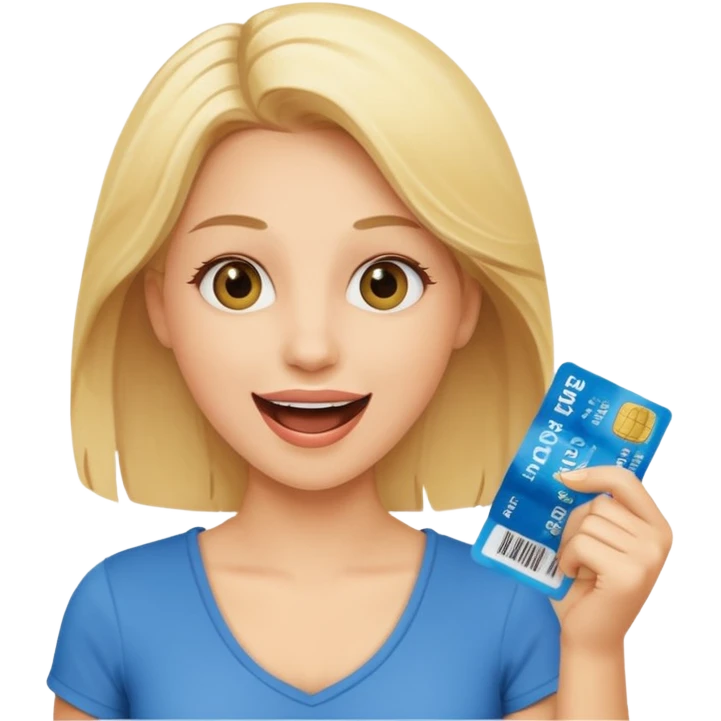 excited blonde woman holding tickets emoji