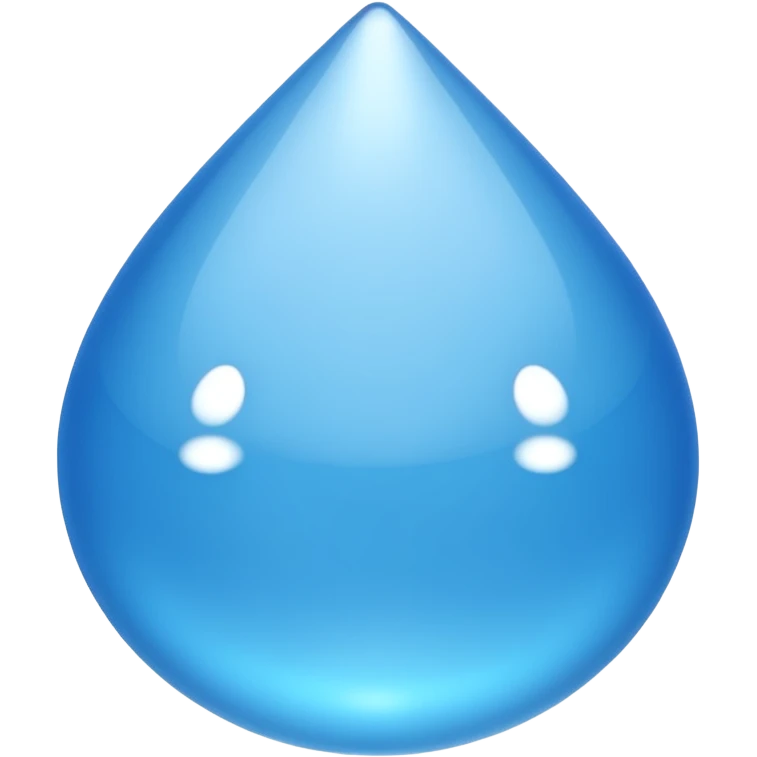 A single water droplet emoji, glossy and smooth, cartoonish, vibrant blue color, high detail, simple and cute design, without facial features, isolated on white background, centered compositio

 emoji