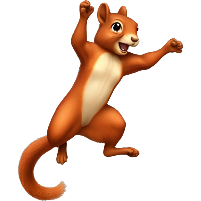 jumping female squirrel orange burnt with big tail
 emoji