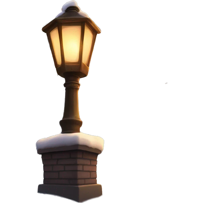 A beautiful lamp post with snow on top and a warm flame inside  emoji
