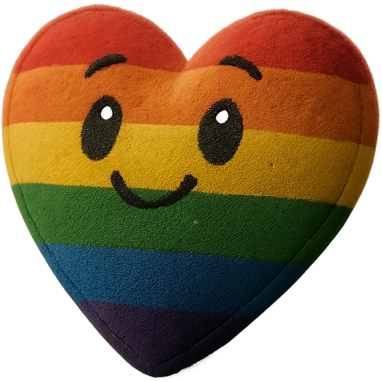 rainbow pride heart, plush portrait style, sparkle effect, no text emoji