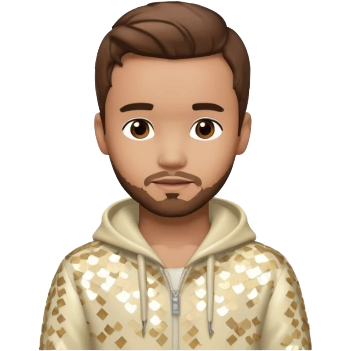 Liam Payne from One Direction with light skin, brown hair, cream sequin outfit emoji