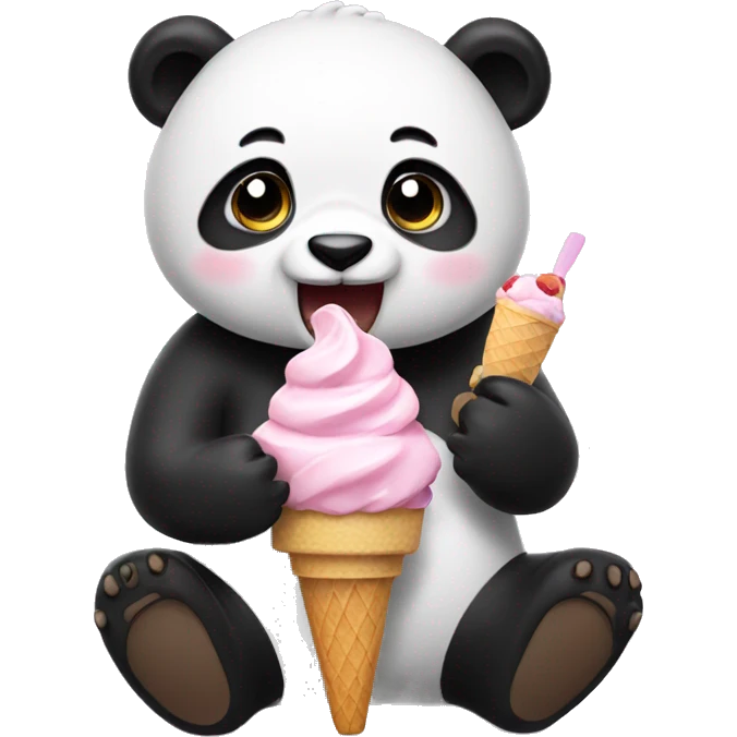 Panda eating ice cream emoji