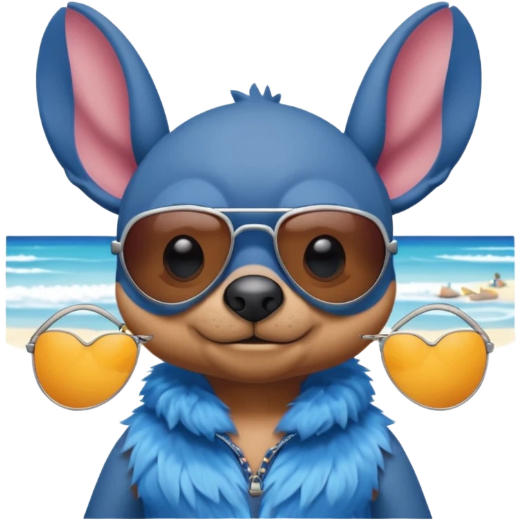 Stitch walking on the beach emoji