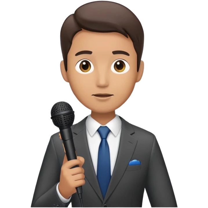 Vavinews Man, news reporter with microphone and suit emoji