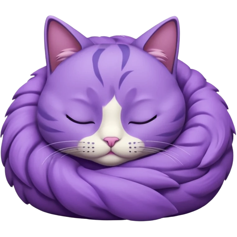 Un gato morado que este acurrucada con los ojos cerrados emoji