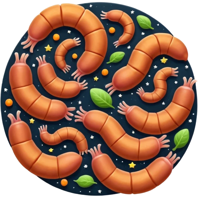 Worms eating starts in space emoji