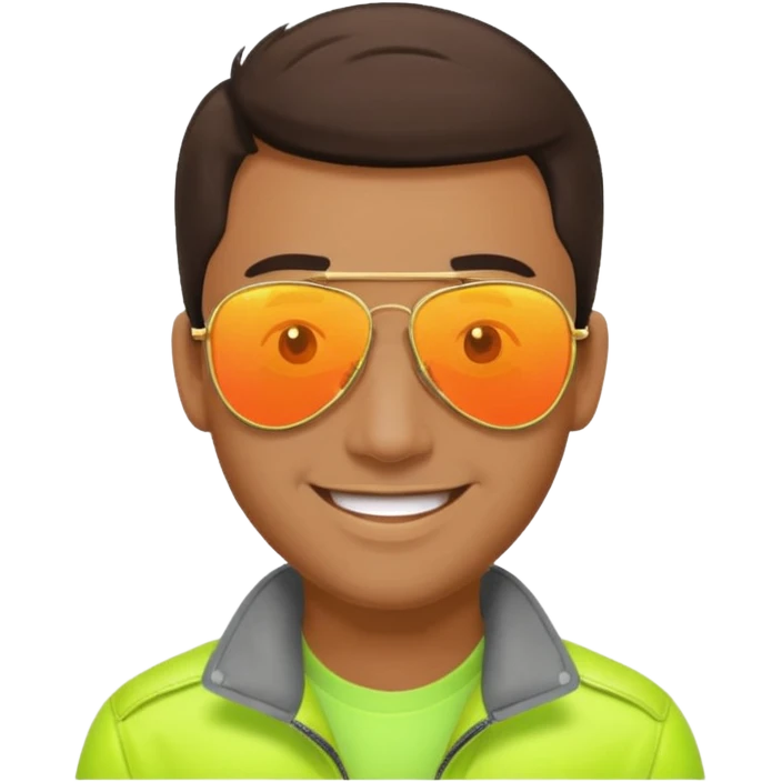 man wearing reflective neon aviator sunglasses emoji