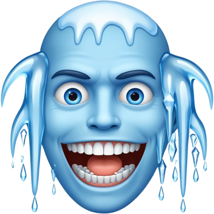 Shivering blue face with chattering teeth and icicles emoji